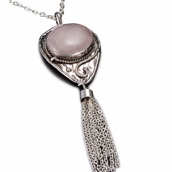 Denim, Boots, & Bling Jewelry - Artisan Crafted Rose Quartz Tassel Ne…